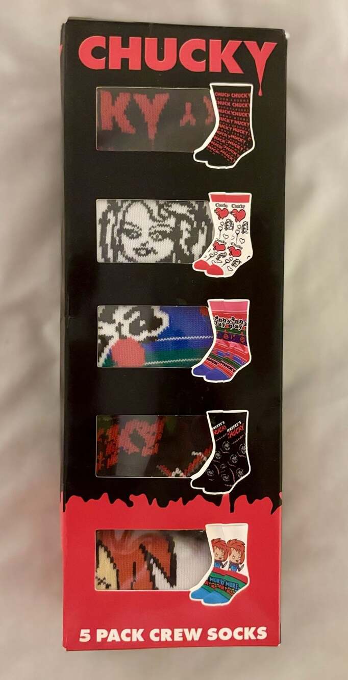 Official Chucky 5 Pack Crew Socks: New in Box
